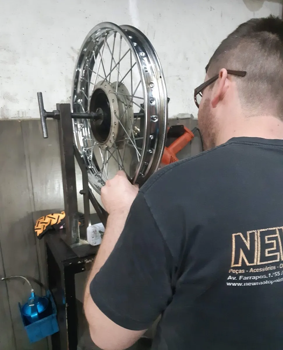 Serviço de Centragem de roda na oficina da New Moto Point
